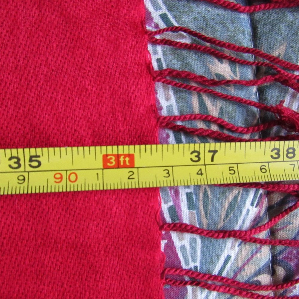 PASHIMA RED SCARF 36" X 54" - Picture 4 of 6